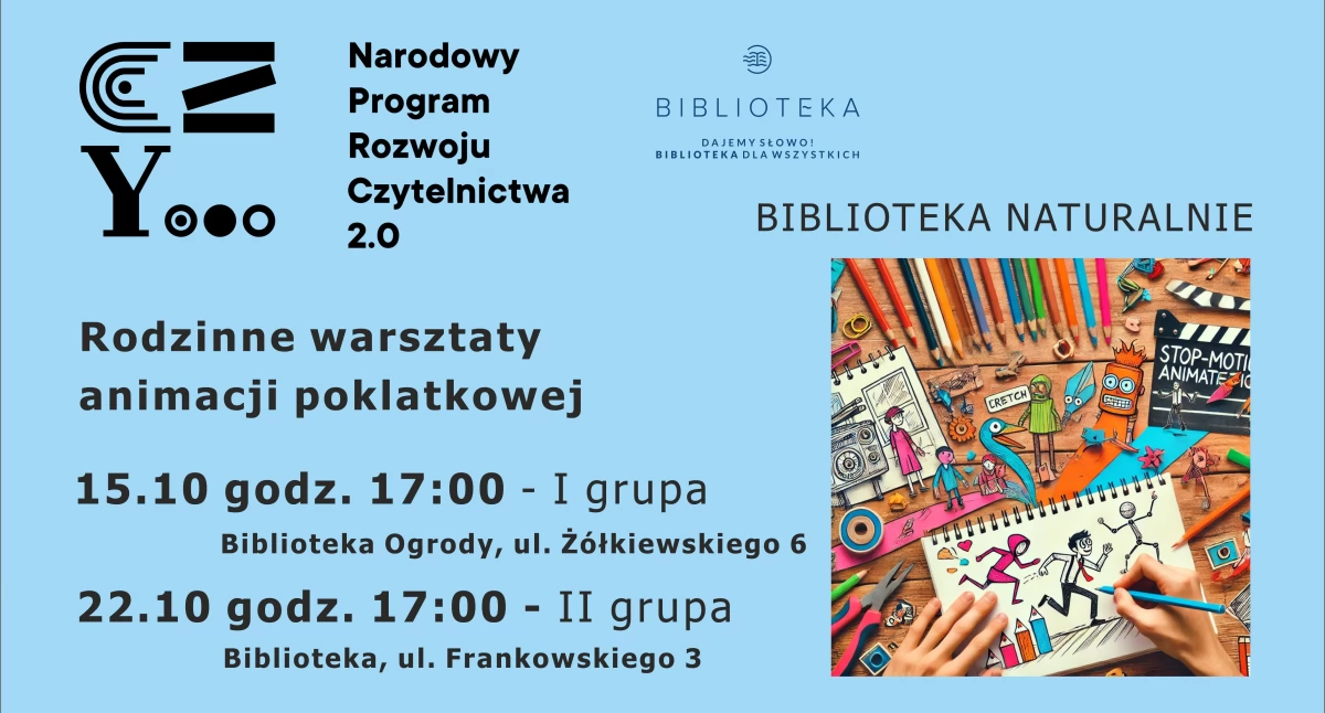 Biblioteka, Rodzinne warsztaty animacji poklatkowej Bibliotece - zdjęcie, fotografia