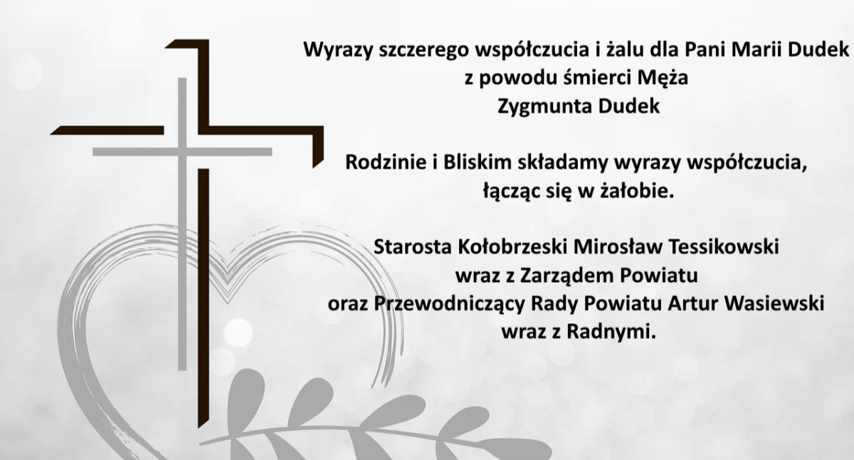 Komunikaty, Kondolencje Marii Dudek - zdjęcie, fotografia