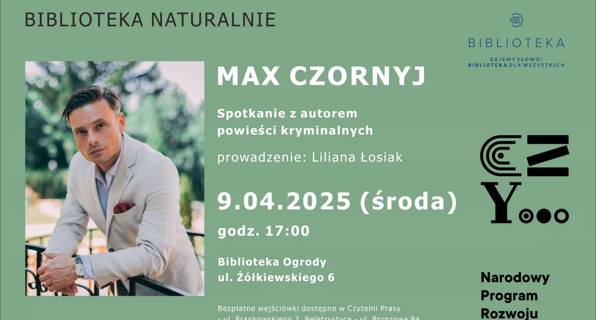 Biblioteka, Spotkanie autorem bestsellerowych powieści kryminalnych - zdjęcie, fotografia