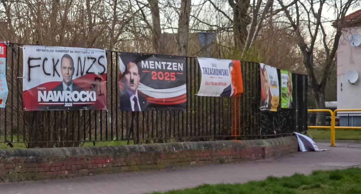 Kronika policyjna, Zniszczył banery wyborcze latek zatrzymany ukarany mandatem - zdjęcie, fotografia