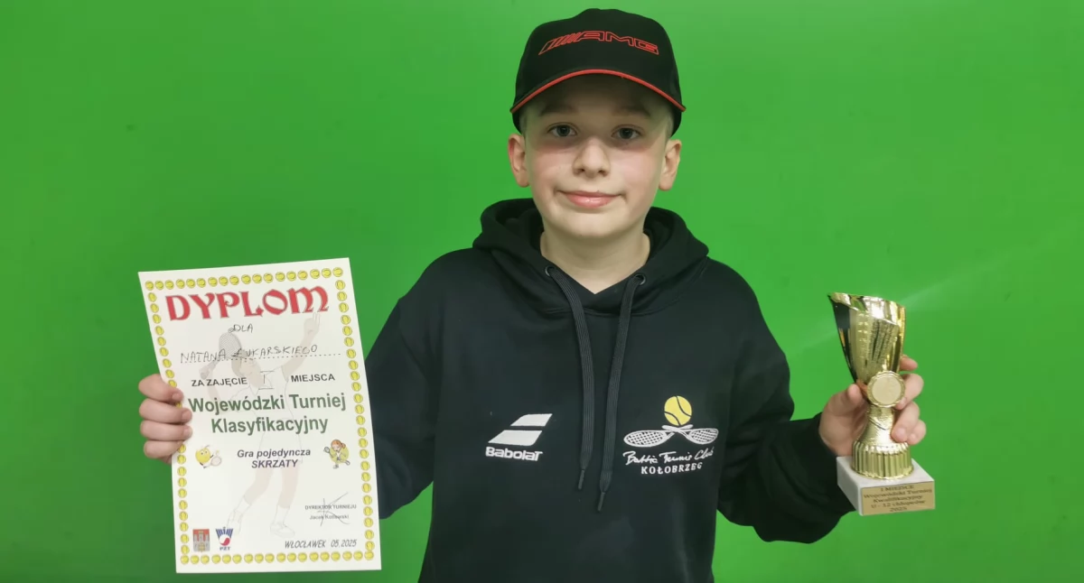Inne Sporty, Udany start młodego tenisisty Natan Łukarski zwycięża turnieju Włocławku - zdjęcie, fotografia