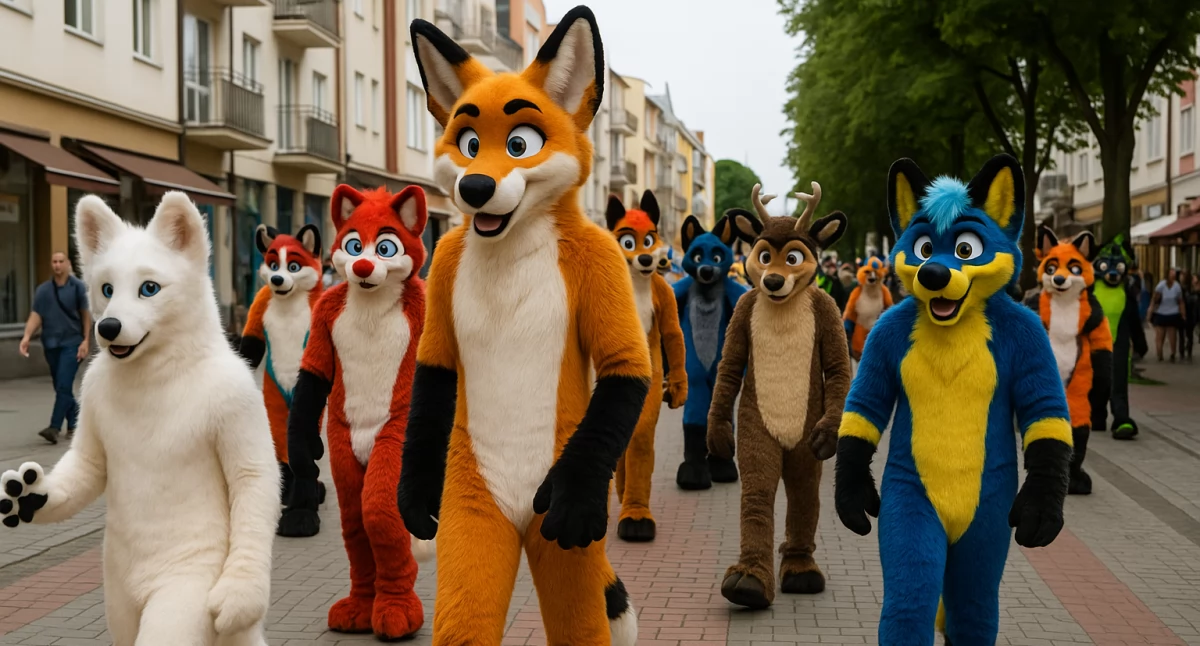 Wiadomości, Pluszowa parada Kołobrzegu wyznawcy furry których spotkamy ulicach miasta - zdjęcie, fotografia