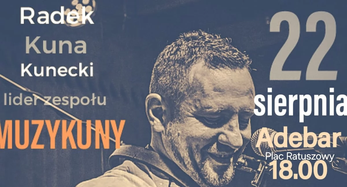 Koncerty, Radek „Kuna” Kunecki zagra Kołobrzegu Kameralny koncert Placu Ratuszowym - zdjęcie, fotografia