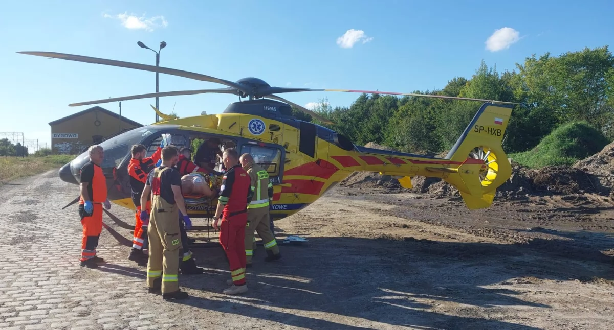 Wiadomości, Groźny wypadek budowie Śmigłowiec zabrał poszkodowanego szpitala - zdjęcie, fotografia