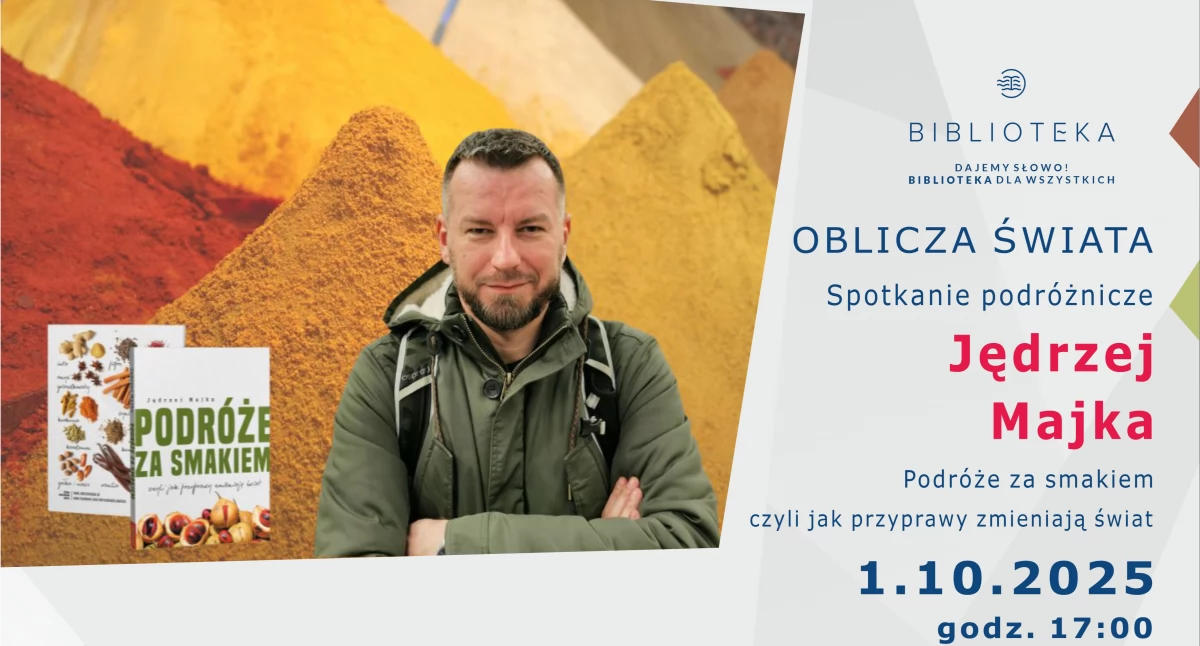 Biblioteka, Smaki które zmieniały świat Spotkanie Jędrzejem Majką kołobrzeskiej bibliotece - zdjęcie, fotografia