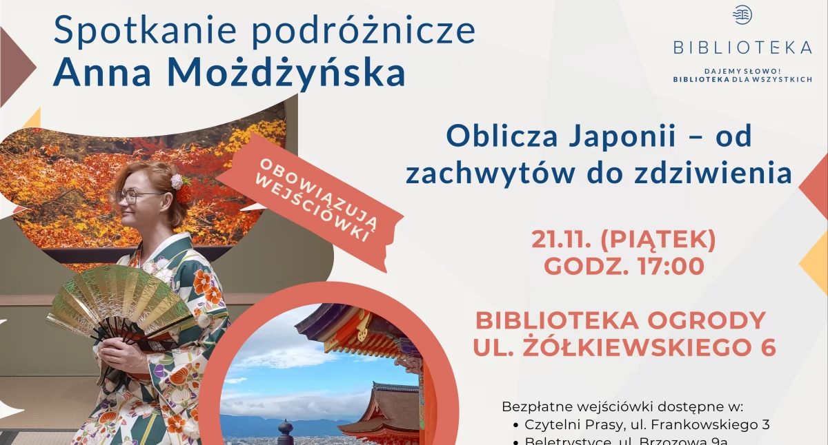 Biblioteka, Możdżyńska odkryje oblicza Japonii Podróżnicze spotkanie Bibliotece - zdjęcie, fotografia