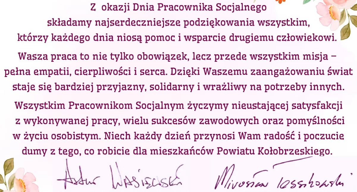 Komunikaty, Życzenia okazji Pracownika Socjalnego - zdjęcie, fotografia