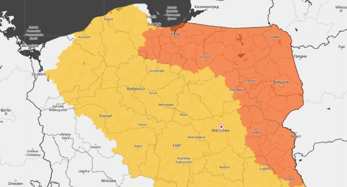 Wiadomości, Żółty alert niemal całego regionu - zdjęcie, fotografia