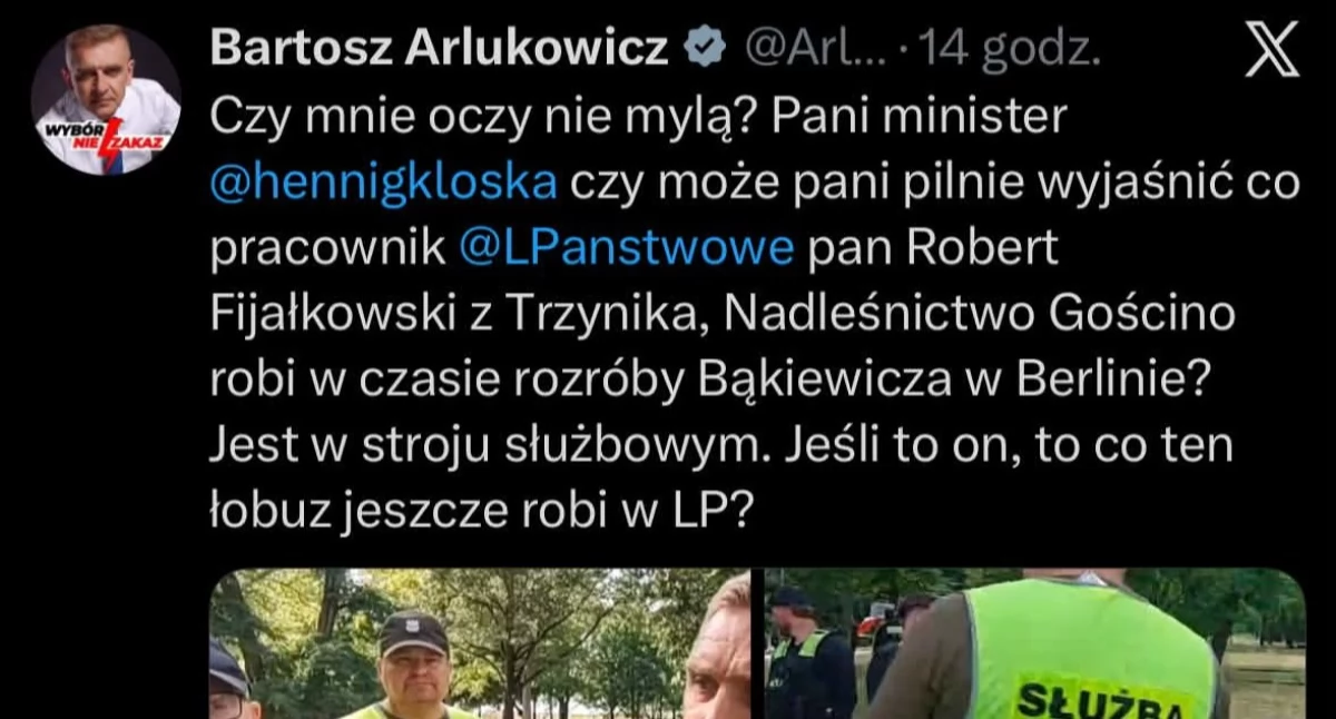 Wiadomości, Berlin Bąkiewicz leśnik Kołobrzegu Sprawa trafiła przełożonych - zdjęcie, fotografia