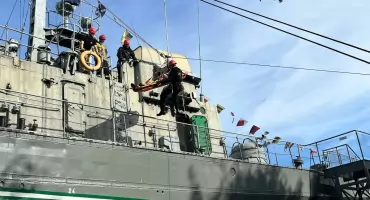 Strażacy ćwiczyli w Skansenie Morskim. Wykorzystali techniki ratownictwa wysokościowego